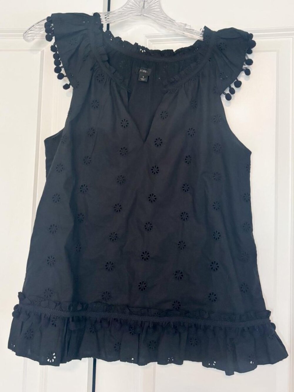 J Crew black sleeveless textured blouse